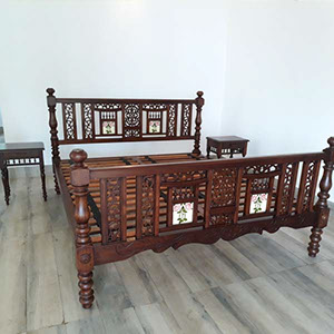 Jali cut,&nbsp; with original old Tiles reproduction bed,&nbsp; King size