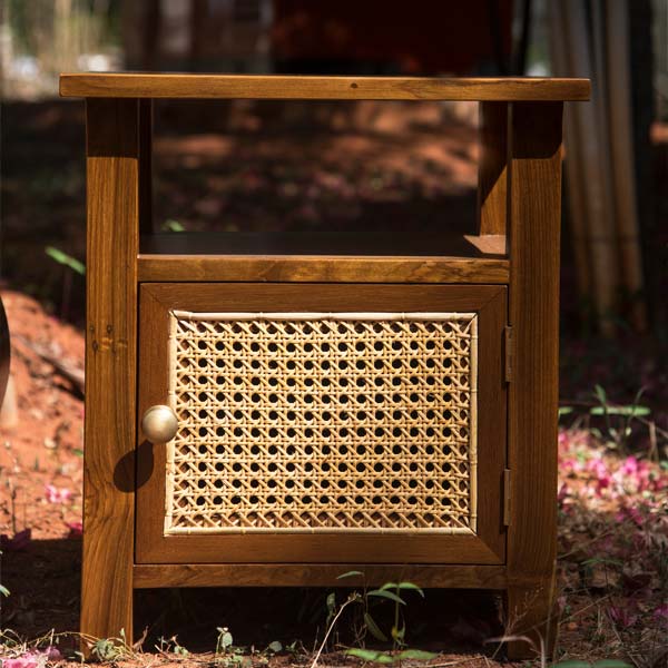 Rattan weave  matching bed side table